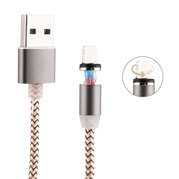 كابل شحن مغناطيسي دوار 360 درجة من 8 بن إلى USB 2.0 بنمط نسج مع مؤشر LED، طول الكابل: 1 متر