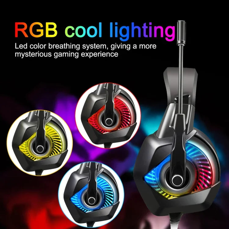 سماعة ألعاب ONIKUMA K6 فوق الأذن بصوت جهير ستيريو محيطي مع ميكروفون وأضواء RGB