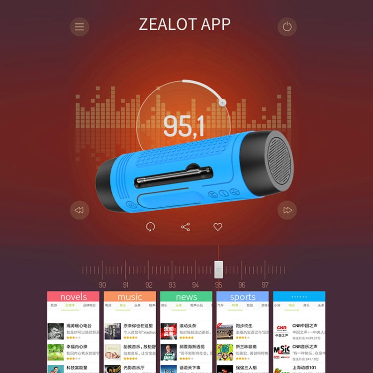 مكبر صوت بلوتوث لاسلكي متعدد الوظائف ZEALOT A2 مع مضخم صوت، ميكروفون مدمج، يدعم مكالمات بلوتوث و AUX وبطاقة TF وأضواء LED