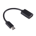 كابل شحن ونقل بيانات USB أنثى إلى Type-C ذكر بطول 8.3 سم بسلك معدني OTG