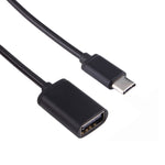 كابل شحن ونقل بيانات USB أنثى إلى Type-C ذكر بطول 8.3 سم بسلك معدني OTG
