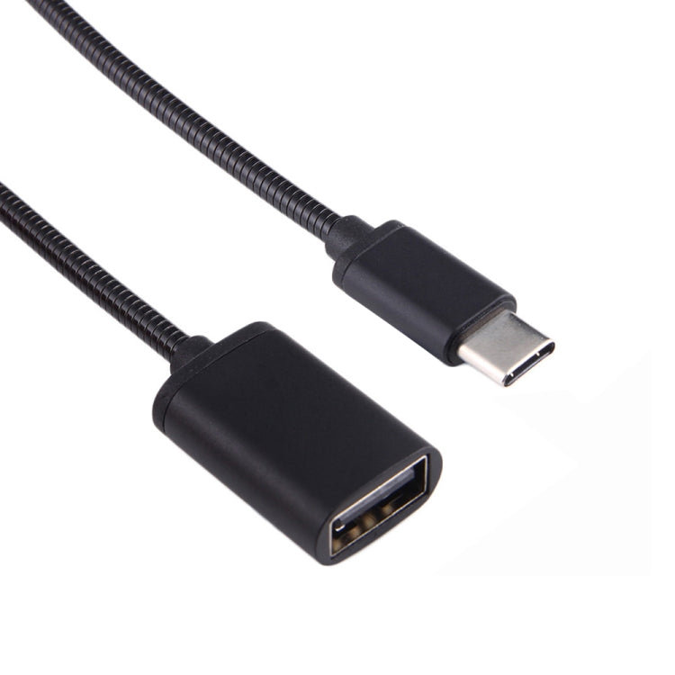 كابل شحن ونقل بيانات USB أنثى إلى Type-C ذكر بطول 8.3 سم بسلك معدني OTG