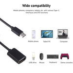 كابل شحن ونقل بيانات USB أنثى إلى Type-C ذكر بطول 8.3 سم بسلك معدني OTG