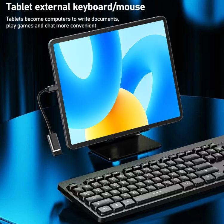 كابل شحن ونقل بيانات USB أنثى إلى Type-C ذكر بطول 8.3 سم بسلك معدني OTG