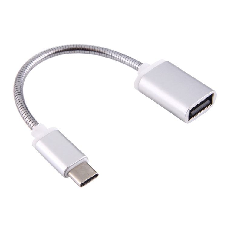 كابل شحن ونقل بيانات USB أنثى إلى Type-C ذكر بطول 8.3 سم بسلك معدني OTG