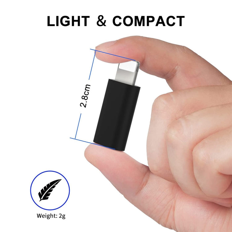 محول موصل ENKAY Hat-Prince HC-6 Mini ABS USB-C / Type-C 3.1 إلى 8 دبابيس (أبيض)، أسود، Type-C إلى 8 دبابيس
