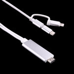 كابل محول 3 في 1 من Micro USB و8 Pin وType-C إلى HDMI بدقة HD 1080P لتلفاز HDTV
