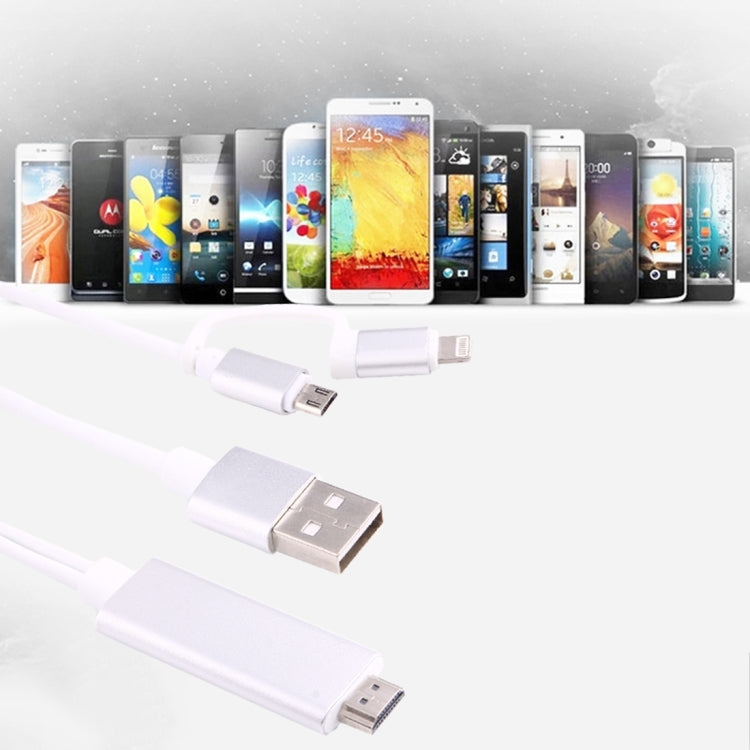 كابل محول 3 في 1 من Micro USB و8 Pin وType-C إلى HDMI بدقة HD 1080P لتلفاز HDTV