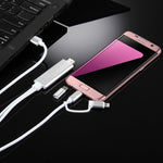 كابل محول 3 في 1 من Micro USB و8 Pin وType-C إلى HDMI بدقة HD 1080P لتلفاز HDTV