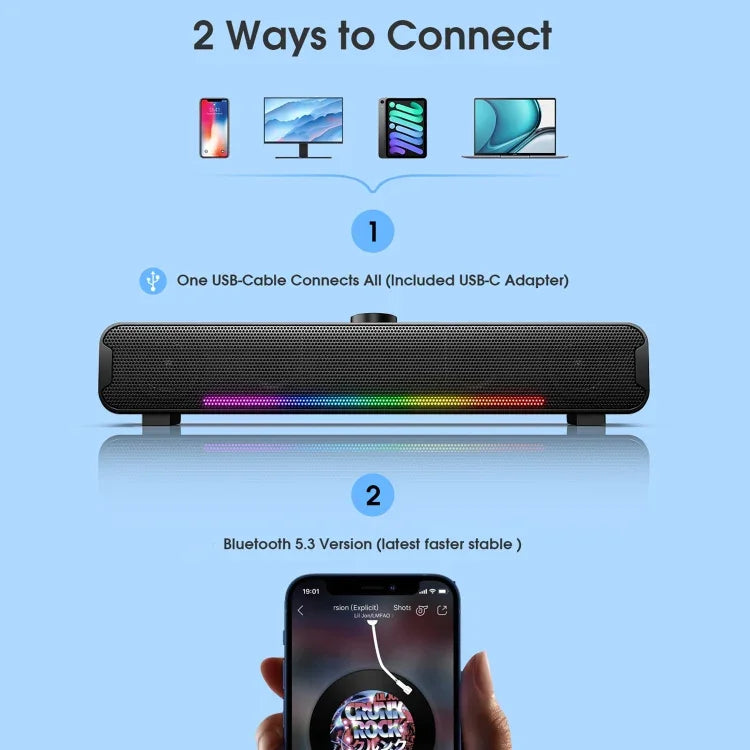 مكبر صوت محمول خارجي L16 بإضاءة RGB هاي فاي USB بلوتوث لاسلكي، L16