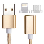 كابل بيانات مغناطيسي 2 في 1 5 فولت 2 أمبير Micro USB و8 بن إلى USB 2.0 بنمط نسج، طول الكابل: 1.2 متر