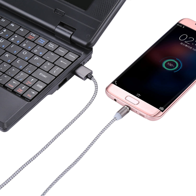 كابل شحن ومزامنة بيانات مضفر بطول 1.05 متر من 8 بن + Micro USB + USB-C / Type-C إلى USB مع مؤشر LED