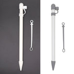 غطاء حماية سيليكون 3 في 1 + غطاء لمس للقلم + حقيبة قلم Nip لقلم Apple Pencil، رمادي، أبيض