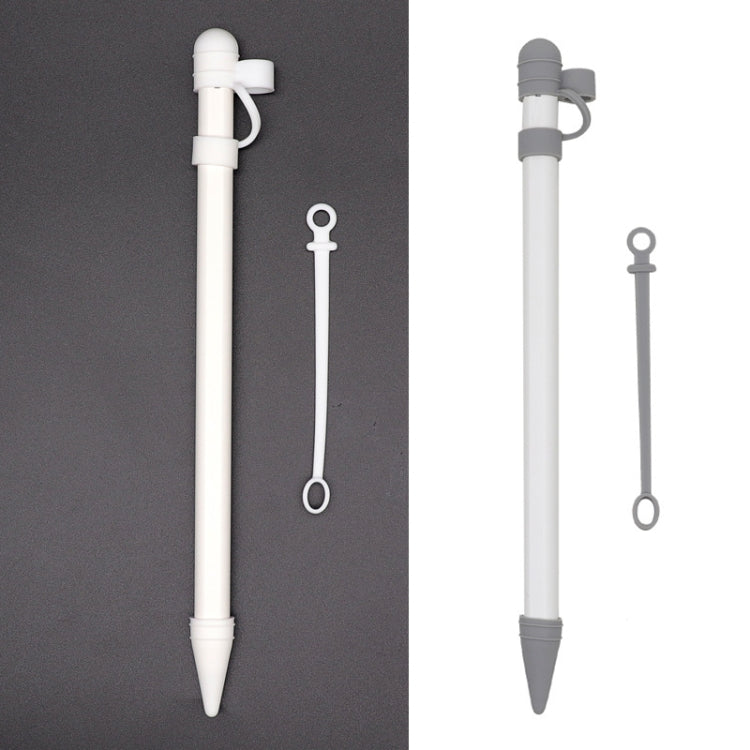 غطاء حماية سيليكون 3 في 1 + غطاء لمس للقلم + حقيبة قلم Nip لقلم Apple Pencil، رمادي، أبيض