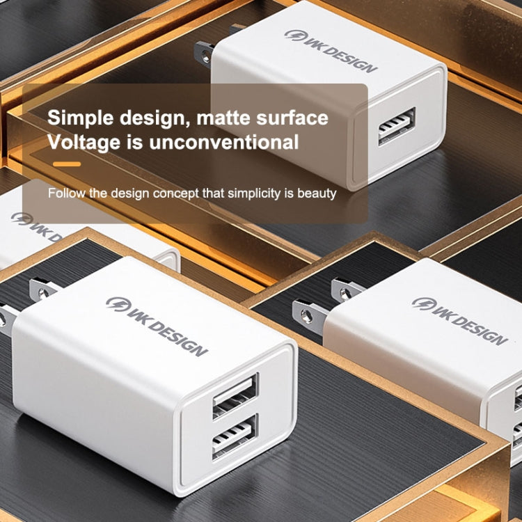 WK WP-U119 10 واط شاحن سفر بمنفذي USB، محول طاقة، قابس US، WP-U119 قابس US