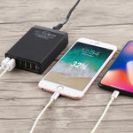 شاحن سريع XBX09A 50 واط 5 فولت 2.4 أمبير بستة منافذ USB، شاحن سفر