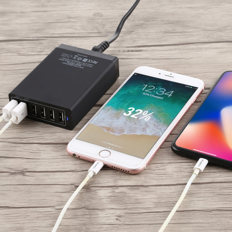 شاحن سريع XBX09A 50 واط 5 فولت 2.4 أمبير بستة منافذ USB، شاحن سفر