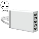 شاحن سريع للسفر XBX09 40W 5V 8A مع 5 منافذ USB، قابس المملكة المتحدة (أسود)، XBX09، 8A