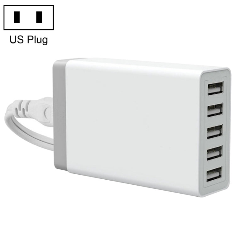 شاحن سريع للسفر XBX09 40W 5V 8A مع 5 منافذ USB، قابس المملكة المتحدة (أسود)، XBX09، 8A