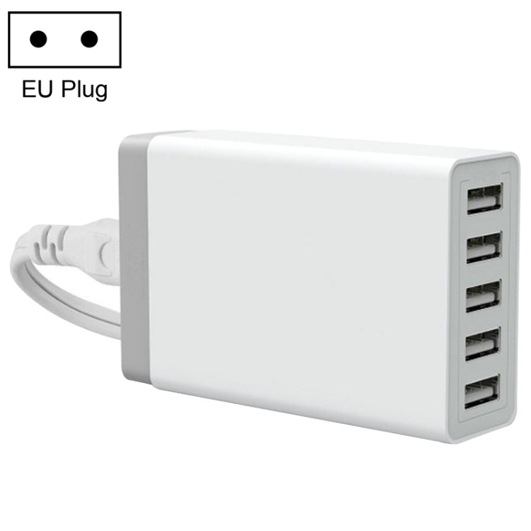 شاحن سريع للسفر XBX09 40W 5V 8A مع 5 منافذ USB، قابس المملكة المتحدة (أسود)، XBX09، 8A