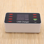 محطة شحن ذكية متعددة الوظائف A9+ بتيار متردد 100V~240V مع 8 منافذ USB وشاشة رقمية LCD قابلة للفصل، تدعم QC3.0، A9+