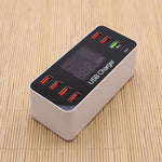 محطة شحن ذكية متعددة الوظائف A9+ بتيار متردد 100V~240V مع 8 منافذ USB وشاشة رقمية LCD قابلة للفصل، تدعم QC3.0، A9+