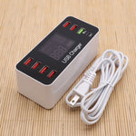محطة شحن ذكية متعددة الوظائف A9+ بتيار متردد 100V~240V مع 8 منافذ USB وشاشة رقمية LCD قابلة للفصل، تدعم QC3.0، A9+