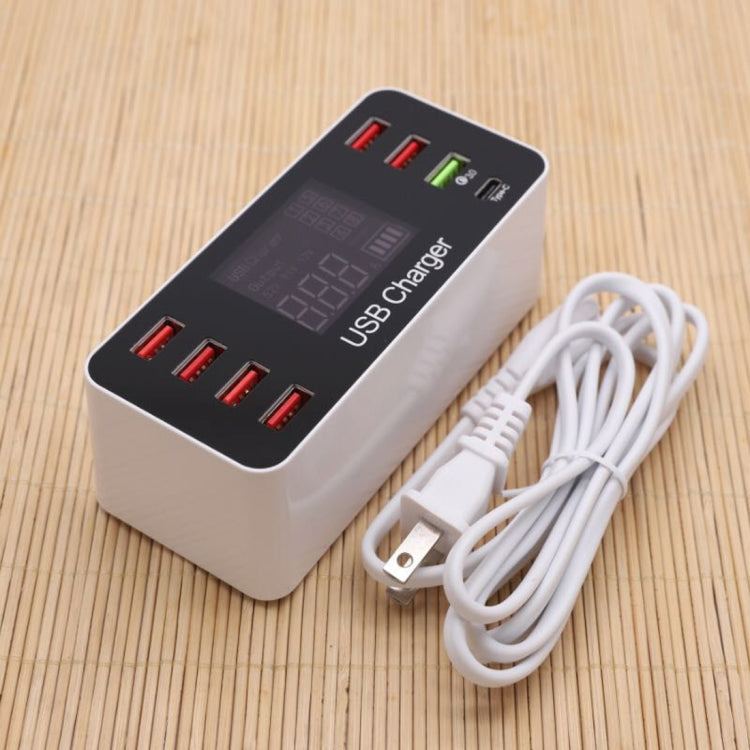 محطة شحن ذكية متعددة الوظائف A9+ بتيار متردد 100V~240V مع 8 منافذ USB وشاشة رقمية LCD قابلة للفصل، تدعم QC3.0، A9+