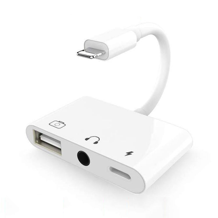 محول 3 في 1 متعدد الوظائف 8 دبابيس + 3.5 مم + USB 3.0 OTG إلى 8 دبابيس ذكر للشحن السريع وتشغيل الموسيقى وقراءة البطاقات