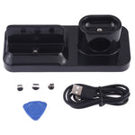 حامل قاعدة شحن لاسلكي قابل لإعادة الشحن للهاتف المحمول وسماعة الرأس، مع واجهات Micro USB + USB-C / Type-C + 8 دبابيس
