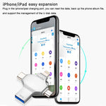 فلاش درايف 4 في 1 بسعة 16 جيجابايت USB 3.0 + 8 دبابيس + Micro USB + USB-C / Type-C للاستخدام المزدوج مع وظيفة OTG، 16 جيجابايت