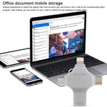 فلاش درايف 4 في 1 بسعة 16 جيجابايت USB 3.0 + 8 دبابيس + Micro USB + USB-C / Type-C للاستخدام المزدوج مع وظيفة OTG، 16 جيجابايت