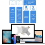 فلاش درايف 4 في 1 بسعة 128 جيجابايت USB 3.0 + 8 دبابيس + Micro USB + USB-C / Type-C للاستخدام المزدوج مع وظيفة OTG، 128 جيجابايت