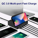 شاحن متعدد الوظائف 828W 7 في 1 بقدرة 60W مع واجهة USB QC 3.0 + 4 منافذ USB + واجهة USB-C / Type-C + شحن لاسلكي مع وظيفة حامل الهاتف المحمول، قابس المملكة المتحدة، قابس المملكة المتحدة باللون الأسود، قابس المملكة المتحدة باللون الأبيض