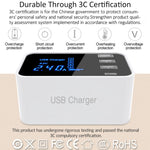 شاحن متعدد الوظائف CDA30 بقدرة 20W مع 3 منافذ USB + منافذ USB-C / Type-C مع شاشة LED، قابس المملكة المتحدة، قابس المملكة المتحدة