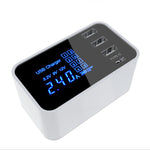 شاحن متعدد الوظائف CDA30 بقدرة 20W مع 3 منافذ USB + منافذ USB-C / Type-C مع شاشة LED، قابس الولايات المتحدة، قابس الولايات المتحدة