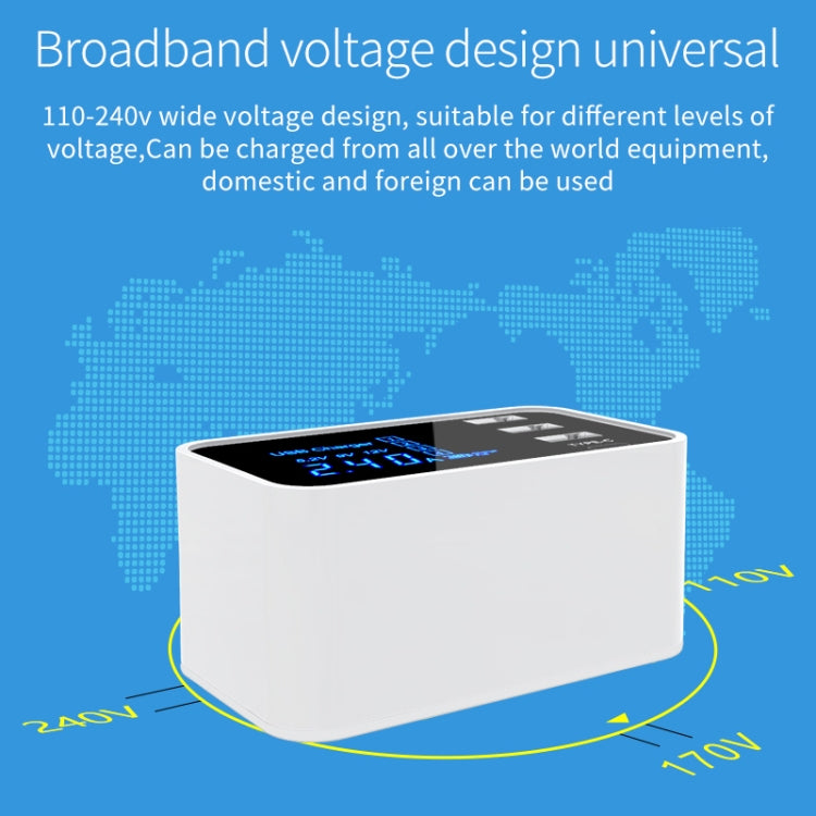 شاحن متعدد الوظائف CDA30 بقدرة 20W مع 3 منافذ USB + منافذ USB-C / Type-C مع شاشة LED، قابس الولايات المتحدة، قابس الولايات المتحدة