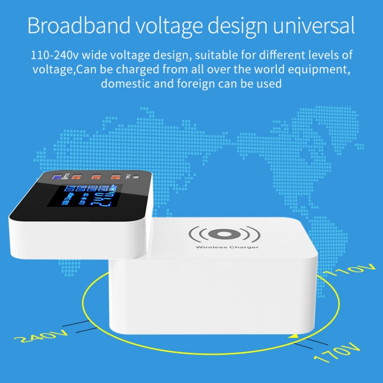 شاحن متعدد الوظائف CDA33Q بقدرة 40W مع USB QC 3.0 + 3 منافذ USB + منافذ USB-C / Type-C مع شاشة LED، قابس المملكة المتحدة، قابس المملكة المتحدة