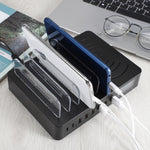 شاحن متعدد الوظائف بقدرة 50W مع 6 منافذ USB + 2 منافذ USB-C / Type-C + شحن لاسلكي مع شاشة LED وحافة قابلة للفصل، قابس الاتحاد الأوروبي، قابس الاتحاد الأوروبي