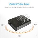 شاحن متعدد الوظائف بقدرة 50W مع 6 منافذ USB + 2 منافذ USB-C / Type-C + شحن لاسلكي مع شاشة LED وحافة قابلة للفصل، قابس أستراليا، قابس أستراليا