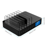 شاحن متعدد الوظائف بقدرة 50W مع 6 منافذ USB + 2 منافذ USB-C / Type-C + شحن لاسلكي مع شاشة LED وحافة قابلة للفصل، قابس الولايات المتحدة، قابس الولايات المتحدة