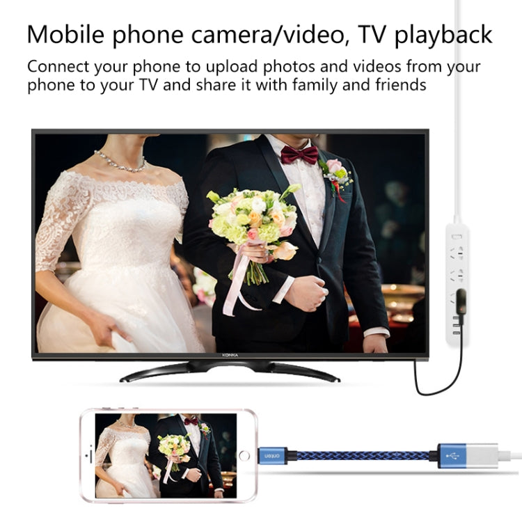 كابل محول Onten 7562 USB أنثى إلى HDMI للهاتف إلى HDTV لهواتف iPhone / أندرويد