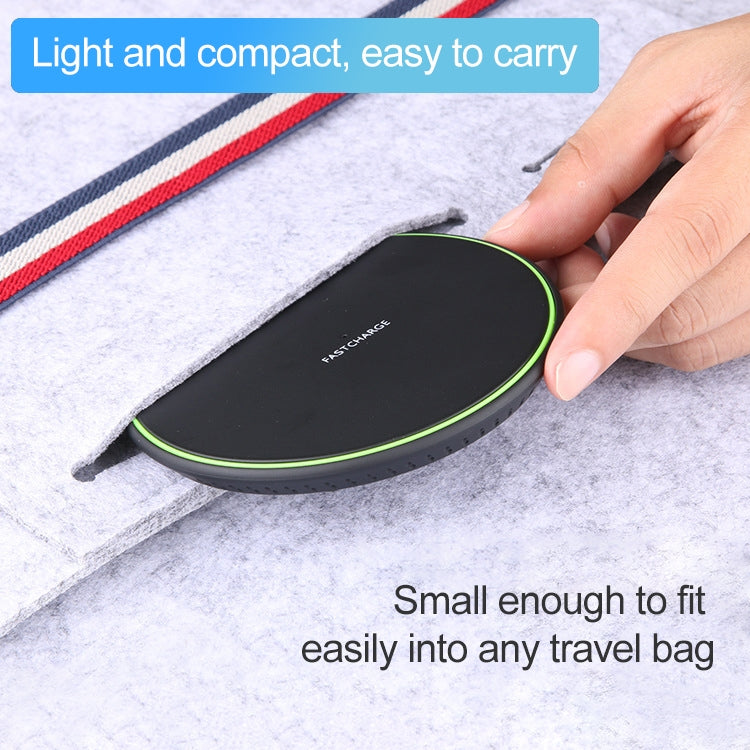 شاحن لاسلكي فائق النحافة KD-1 بقوة 10 واط للشحن السريع لهواتف أندرويد وآيفون، شحن سريع، أسود