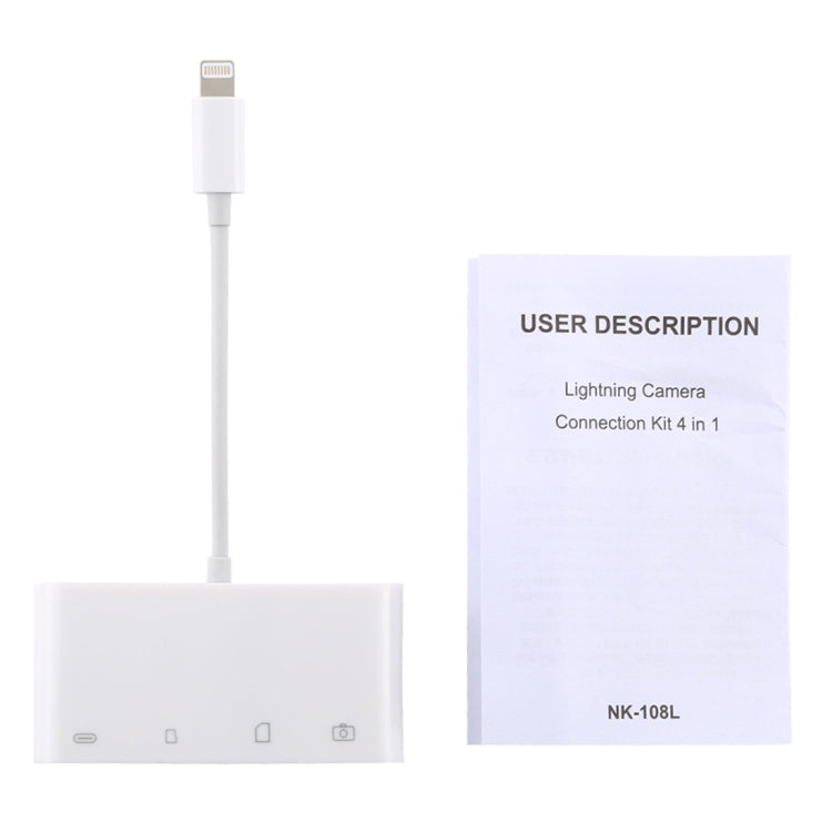 محول قارئ كاميرا NK-108L من 8 دبابيس إلى USB + بطاقة TF + بطاقة SD، متوافق مع أنظمة IOS 9.1 وما فوق، NK-108L