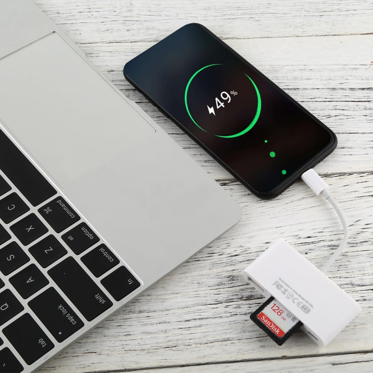 محول قارئ كاميرا NK-108L من 8 دبابيس إلى USB + بطاقة TF + بطاقة SD، متوافق مع أنظمة IOS 9.1 وما فوق، NK-108L