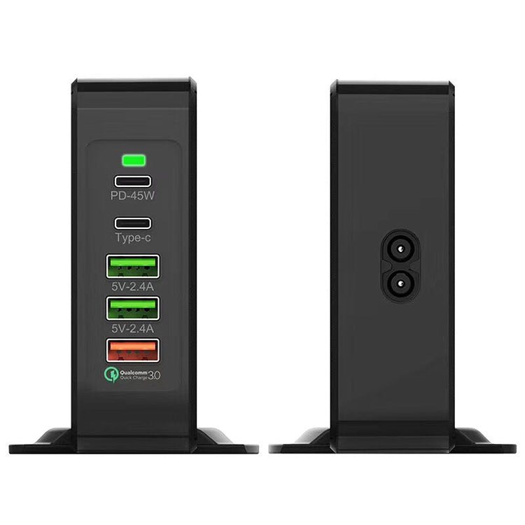 شاحن مكتبي F88 مع 3 منافذ USB + 2 منافذ USB-C / Type-C يدعم QC3.0، F88