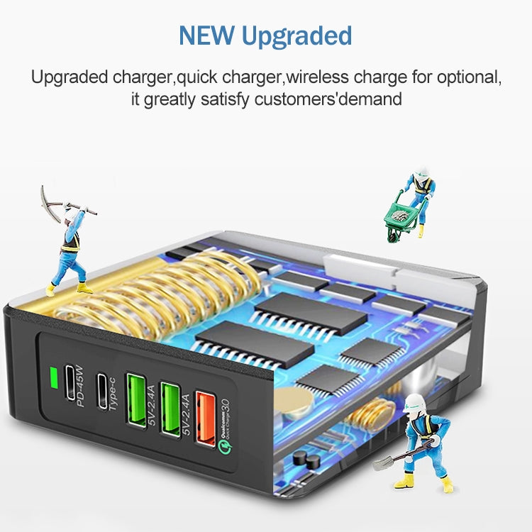 شاحن مكتبي F88 مع 3 منافذ USB + 2 منافذ USB-C / Type-C يدعم QC3.0، F88