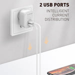 LDNIO A201 رأس شحن مزدوج USB 2.4 أمبير شاحن مباشر للسفر مع كابل بيانات Micro USB، Micro USB
