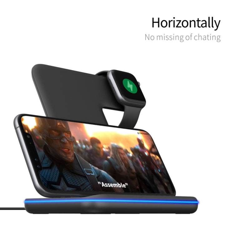 شاحن لاسلكي مغناطيسي عمودي Z5A بمعيار QI للهواتف المحمولة وساعات أبل وسماعات AirPods / سامسونج جالاكسي بودز / هواوي فري بودز، مع ضوء حلقي لمسي، Z5A
