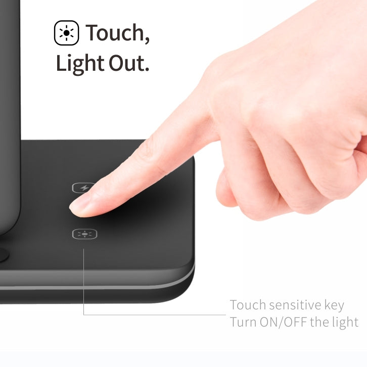 شاحن لاسلكي مغناطيسي عمودي Z5A بمعيار QI للهواتف المحمولة وساعات أبل وسماعات AirPods / سامسونج جالاكسي بودز / هواوي فري بودز، مع ضوء حلقي لمسي، Z5A